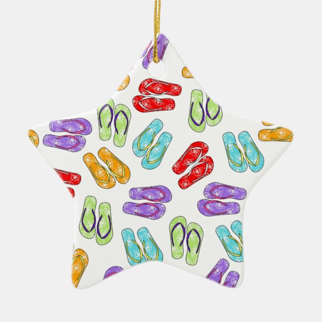 Cute Colourful Flip Flops Ceramic Tree Decoration (Front)