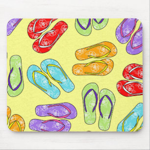 Cute Colourful Flip Flops Print - Yellow Mouse Mat