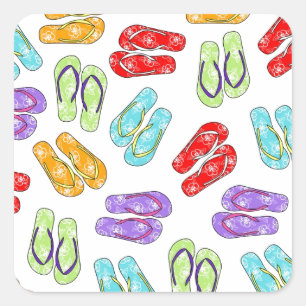 Cute Colourful Flip Flops Square Sticker