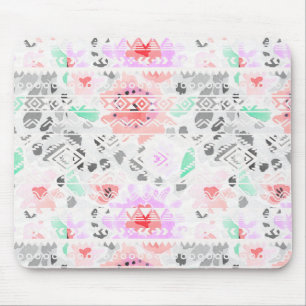 Cute colourful floral aztec mouse mat