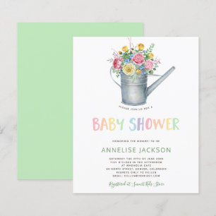Cute colourful floral baby BUDGET shower invite
