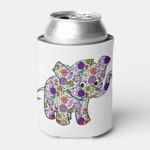 Cute Colourful Floral Baby Elephant Can Cooler