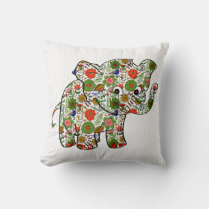 Cute Colourful Floral Baby Elephant Cushion