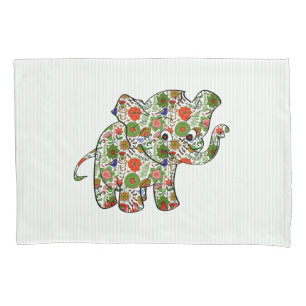 Cute Colourful Floral Baby Elephant Pillowcase