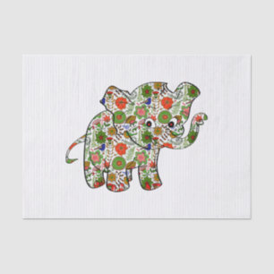 Cute Colourful Floral Baby Elephant Tissue Paper