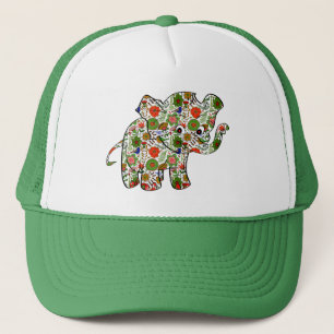 Cute Colourful Floral Baby Elephant Trucker Hat