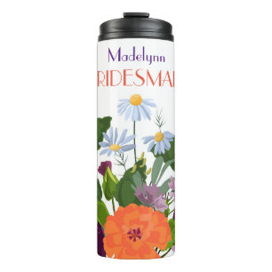Cute Colourful Floral Bridesmaid Party Favour Cust Thermal Tumbler