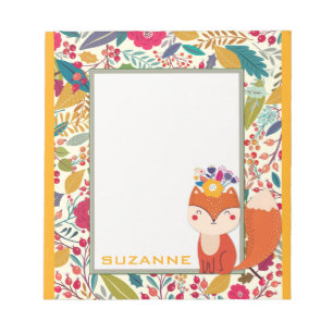 Cute Colourful Floral Cat Notepad