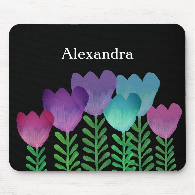 Cute Colourful Floral Custom  Mouse Mat (Front)