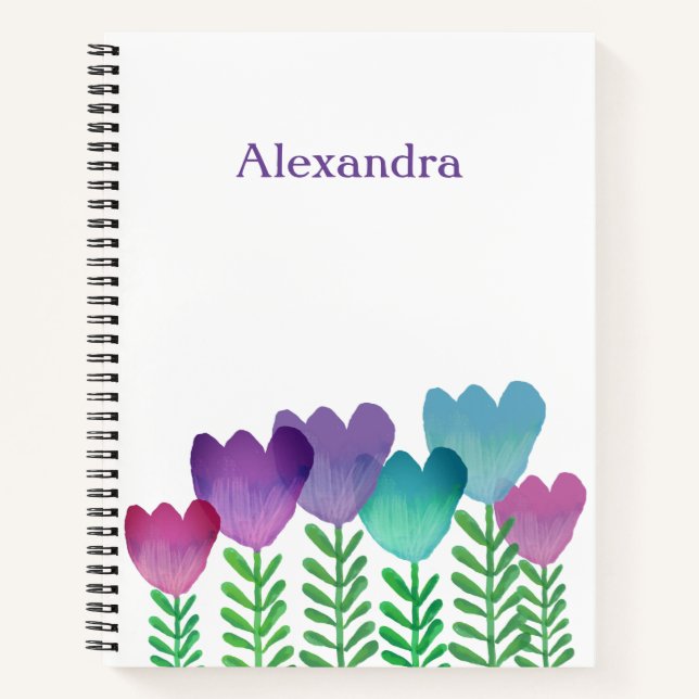 Cute Colourful Floral Custom Notebook (Front)