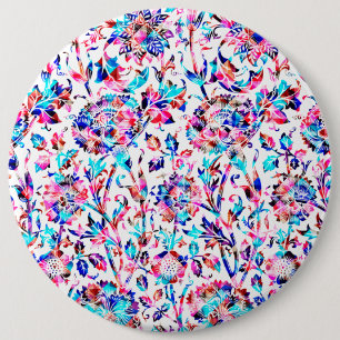 Cute colourful floral design 6 cm round badge