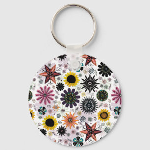 Cute colourful floral design key ring