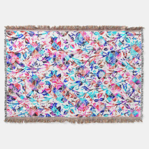 Cute colourful floral design throw blanket