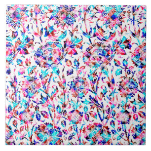 Cute colourful floral design tile