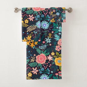 Cute Colourful Floral Pattern Bath Towel Set
