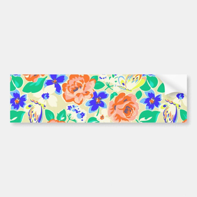 Cute colourful floral pattern bumper sticker (Front)