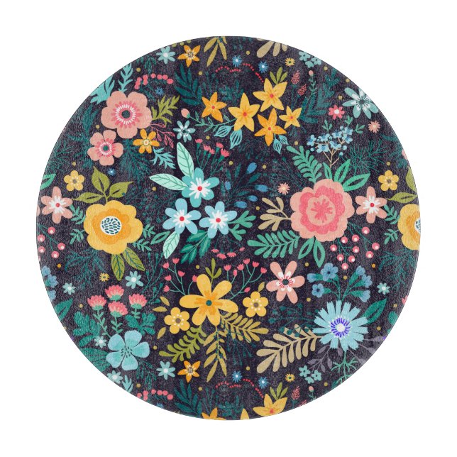 Cute Colourful Floral Pattern Cutting Board (Front)