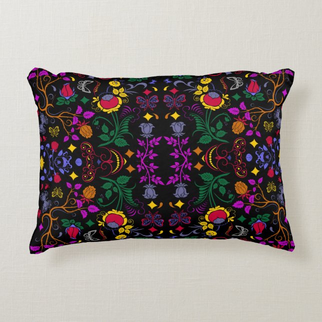 Cute colourful floral pattern  decorative cushion (Front)