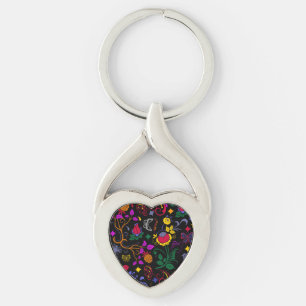Cute colourful floral pattern key ring
