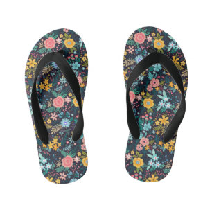 Cute Colourful Floral Pattern Kid's Flip Flops