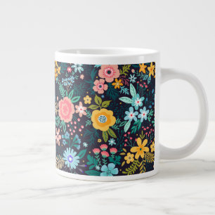Cute Colourful Floral Pattern Large Coffee Mug