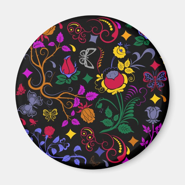 Cute colourful floral pattern  magnet (Front)
