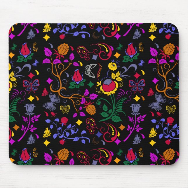 Cute colourful floral pattern  mouse mat (Front)