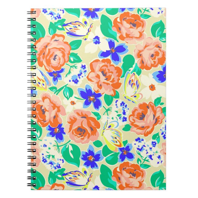 Cute colourful floral pattern notebook (Front)