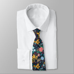 Cute Colourful Floral Pattern Tie