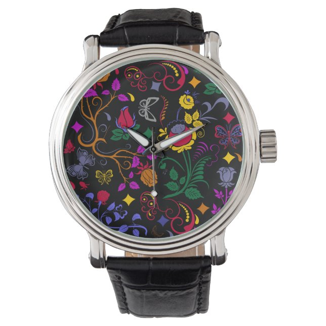 Cute colourful floral pattern  watch (Front)