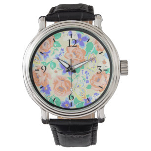 Cute colourful floral pattern watch