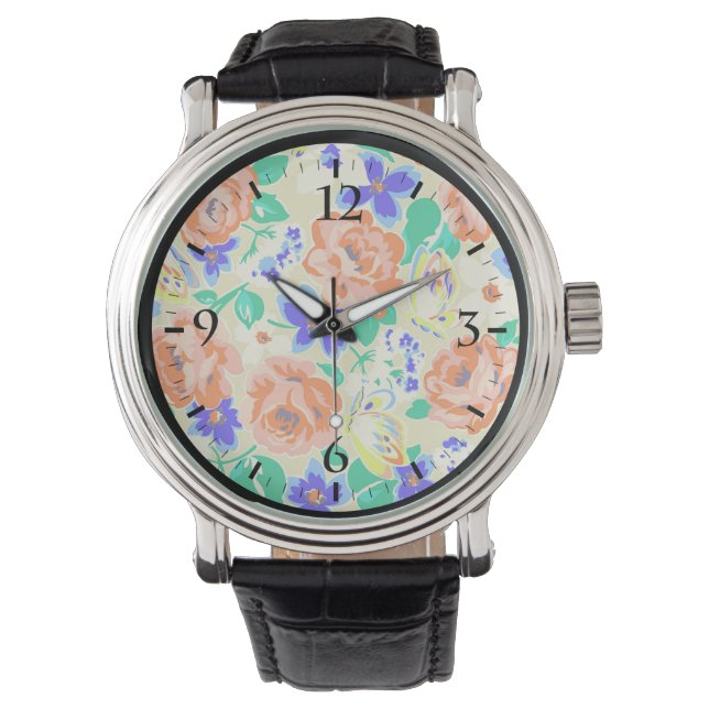 Cute colourful floral pattern watch (Front)