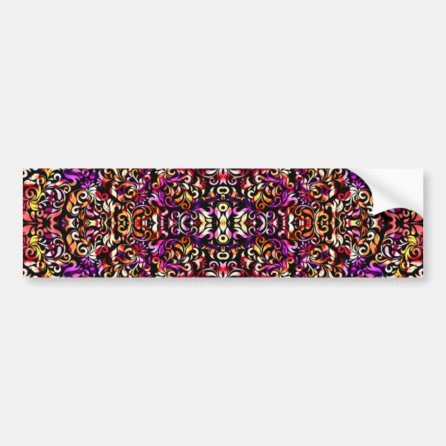Cute colourful floral patterns bumper sticker (Front)