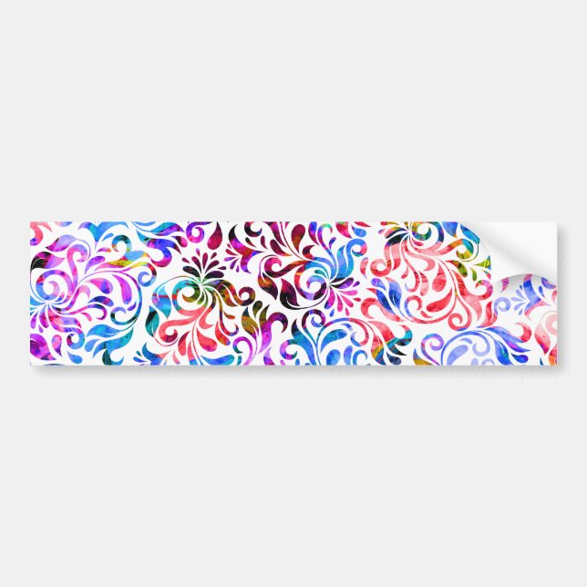 Cute colourful floral patterns bumper sticker (Front)