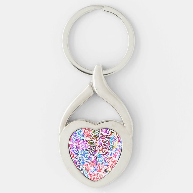 Cute colourful floral patterns Case-Mate iPhone ca Key Ring (Front)