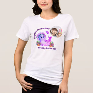 Cute Colourful Floral Sea Lion Photo Birthday Mum Tri-Blend Shirt