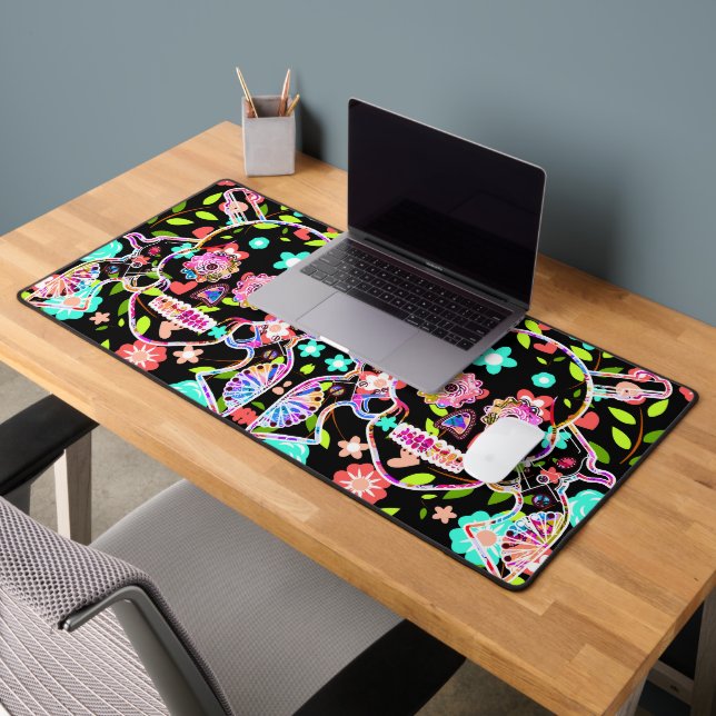 Cute colourful floral skull desk mat (Office 2)
