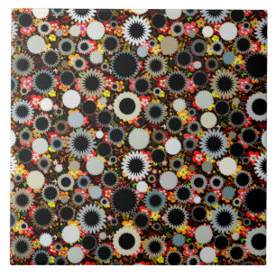 Cute colourful floral suns pattern tile
