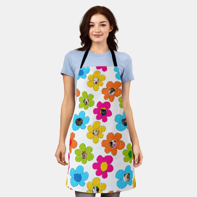 Cute colourful flower Dog Mum Fun Photo Collage  Apron (Worn)