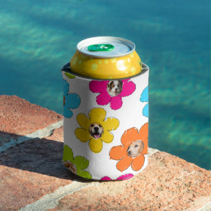 Cute colourful flower Dog Mum Fun Photo Collage  Can Cooler