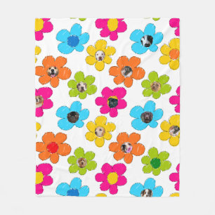 Cute colourful flower Dog Mum Fun Photo Collage  Fleece Blanket