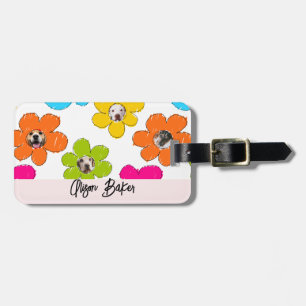 Cute colourful flower Dog Mum Fun Photo Collage Luggage Tag