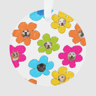 Cute colourful flower Dog Mum Fun Photo Collage  Ornament