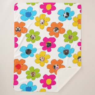 Cute colourful flower Dog Mum Fun Photo Collage  Sherpa Blanket