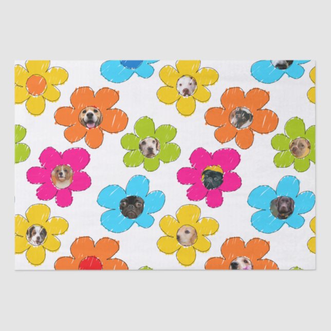Cute colourful flower Dog Mum Fun Photo Collage  Tissue Paper (Front)