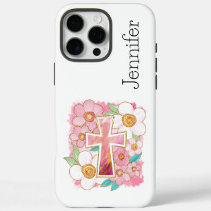 Cute Colourful Flower Faith Cross iPhone  iPhone 16 Pro Max Case