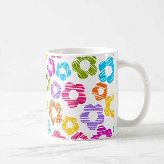 Cute colourful flower girly cheerful floral patter coffee mug (Right)