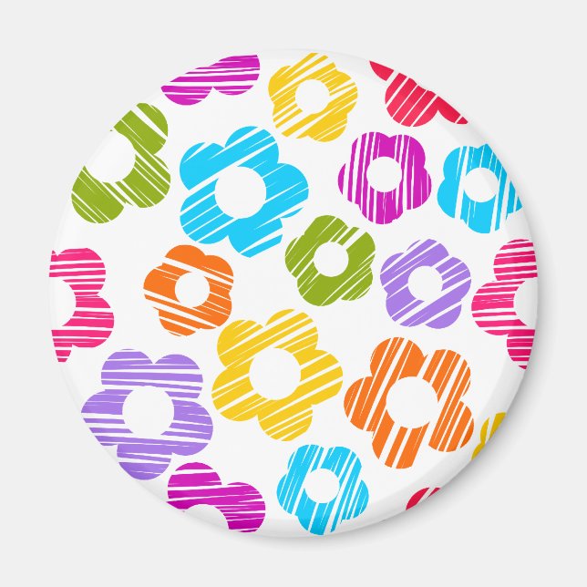 Cute colourful flower girly cheerful floral patter magnet (Front)