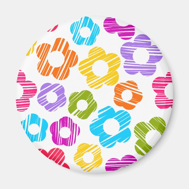 Cute colourful flower girly cheerful floral patter magnet (Front)