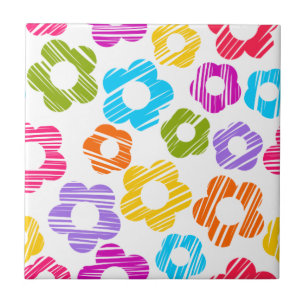 Cute colourful flower girly cheerful floral patter tile
